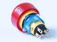 Notschalter, 16 mm, 5A, 250V, Stiftleiste, roter Kunststoffkopf, IP65 (1NO / 1NC)