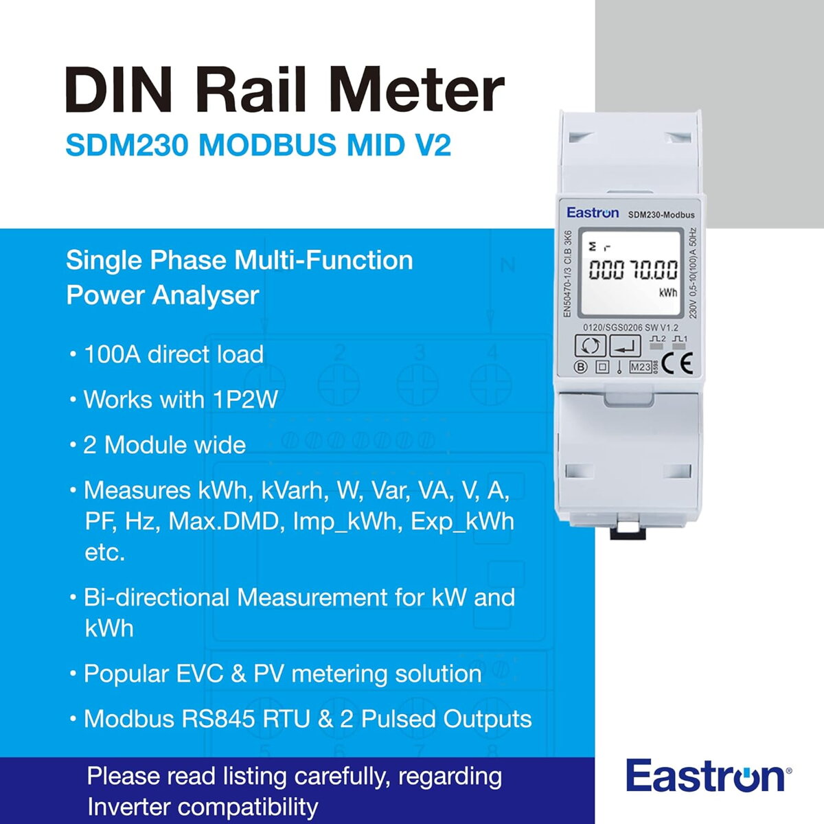 Eastron DIN Rail Power Meter SDM230 MODBUS MID