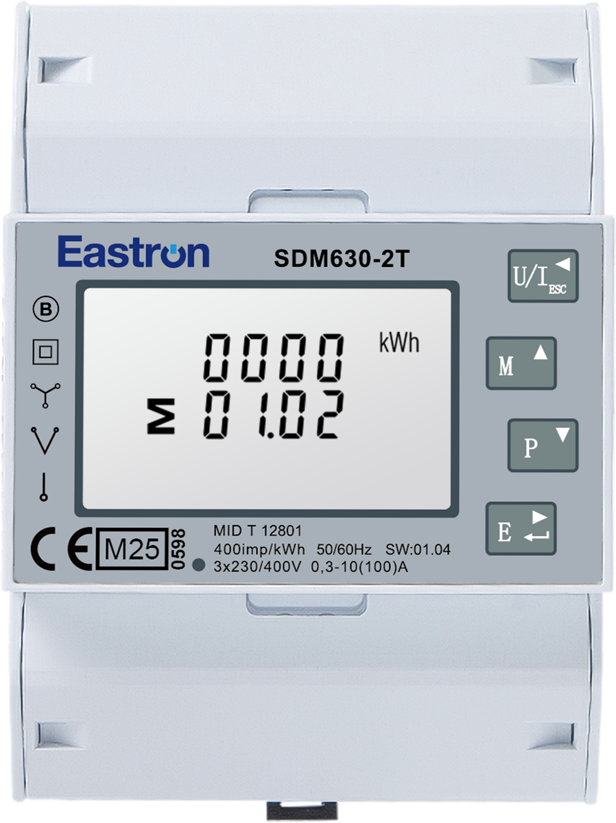 Eastron SDM630-2T Three-Phase Energy Meter | Direct 100A | Modbus | MID ...